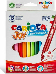 Carioca Joy Πλενόμενοι Μαρκαδόροι Ζωγραφικής Λεπτοί σε 12 Χρώματα