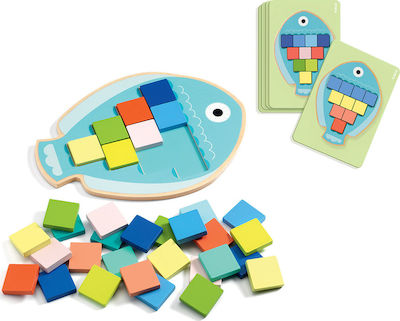 Wooden Kids Peg Puzzle Mosaic Fish for 3++ Years 10pcs Djeco