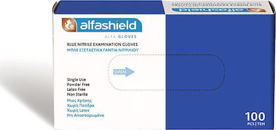Karabinis Medical Alfashield Alfa Gloves Nitrile Examination Gloves Powder Free Blue 100pcs