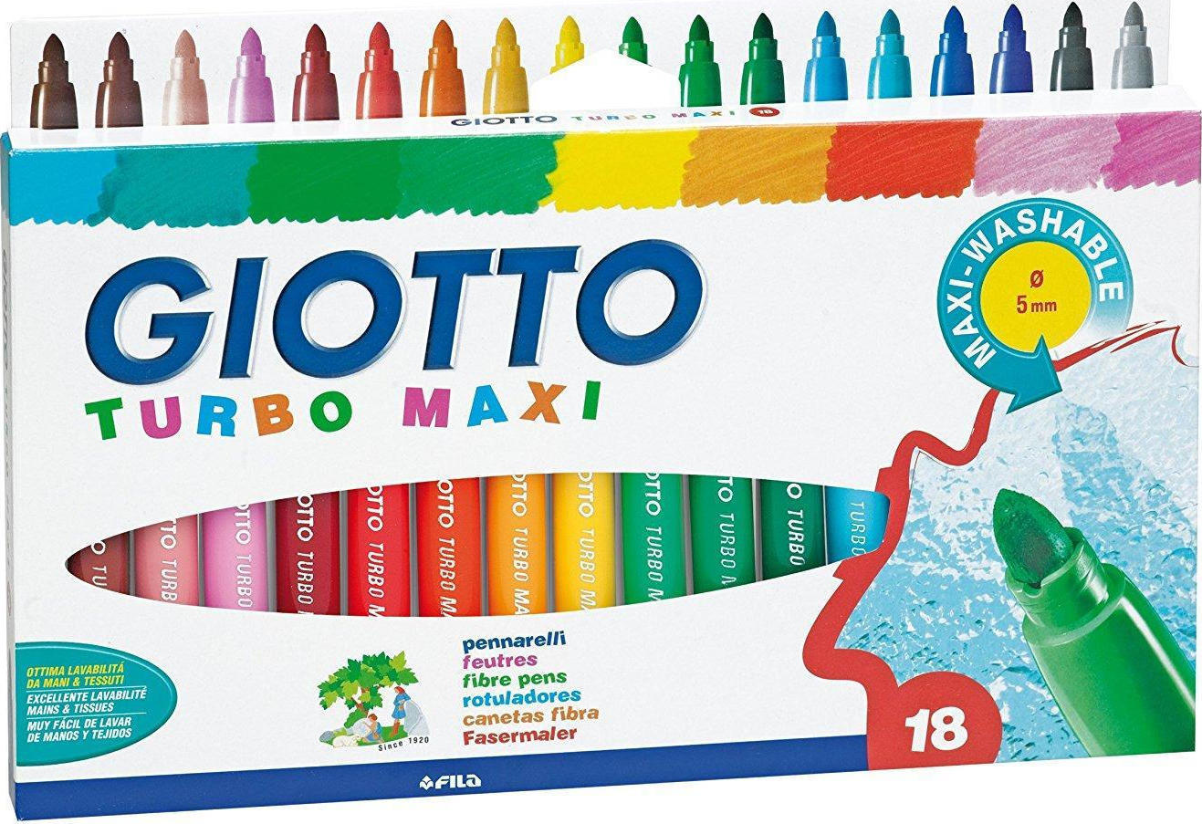 Giotto Turbo Maxi Πλενόμενοι Μαρκαδόροι Ζωγραφικής Χονδροί σε 18