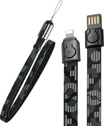 Baseus Gold Collar lanyard Plat USB-A la Cablu Lightning Negru 0.85m (CALJL-BP1)