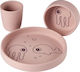 Done by Deer Feeding Set Sea Friends made of Silicone with Non-Slip Base Pink 3pcs