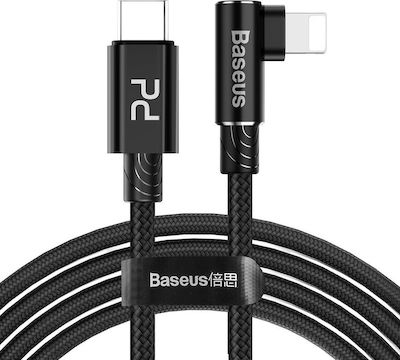 Baseus MVP Elbow Împletit / Unghi (90°) USB-C la Cablu Lightning 18W Negru 1m (CATLMVP-A01)