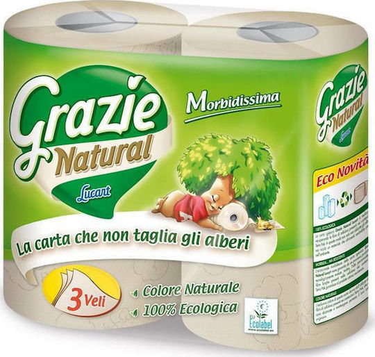 Grazie Natural Toilet Paper 4 Rolls 3 Ply