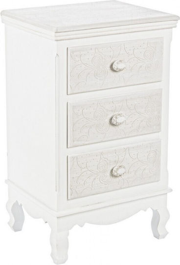 Drawers Storage Clorine Wooden with 3 Drawers White L41xW33.5xH68.5cm