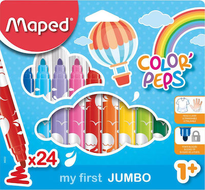 Maped Color'Peps My First Jumbo Πλενόμενοι Μαρκαδόροι Ζωγραφικής Χονδροί σε 24 Χρώματα