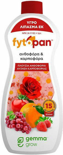Gemma Fytopan Υγρό Λίπασμα Αζώτου, Φωσφόρου, Καλίου (4-7-12) για Ανθοφόρα Φυτά, Οπωροφόρα, Καρποφόρα 300ml
