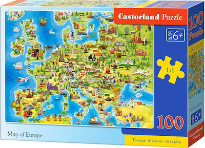 Kids Puzzle Map of Europe for 6++ Years 100pcs Castorland