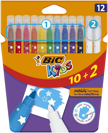 BIC Kids Color Erase Μαρκαδόροι Ζωγραφικής 2mm Μαγικοί Σετ 12 χρώματα