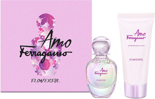 Salvatore Ferragamo Amo Ferragamo Flowerful Дамски Парфюмен Комплект с Лосион за Тяло