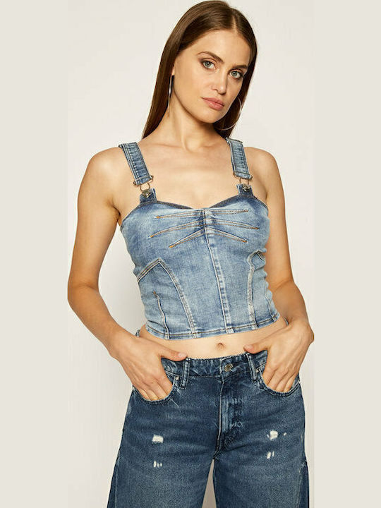Diana Women's Blouse Corset with Straps Blue