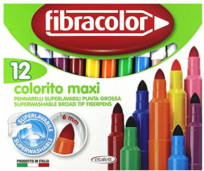 Fibracolor Colorito Maxi Washable Drawing Markers Thick Set 12 Colors 640SW12S