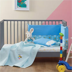 Zouzounia Μέλισσα Crib Bumpers Classic Inside Light Blue 40x200cm