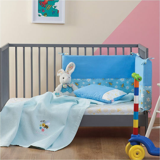 Zouzounia Bee Crib Bumpers Classic Inside Light Blue 40x200cm