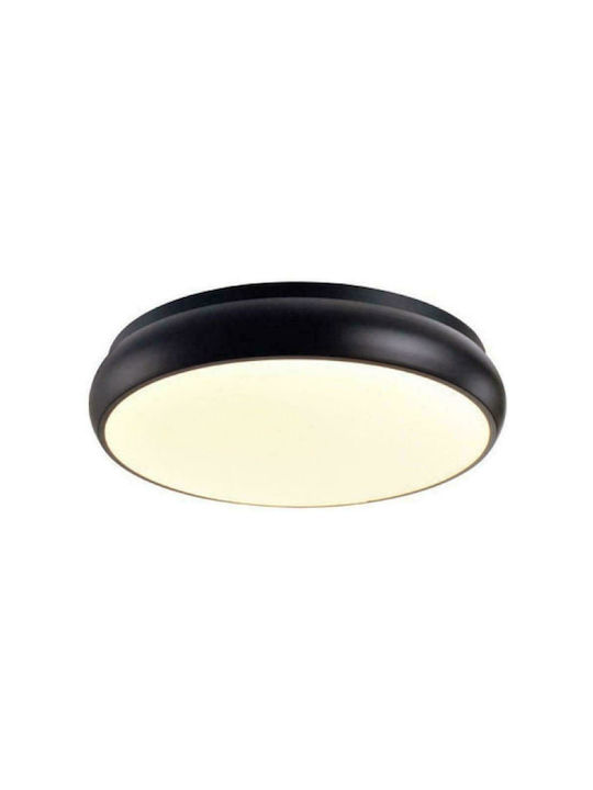 Aca Μοντέρνα Μεταλλική Πλαφονιέρα Οροφής με Ενσωματωμένο LED σε Μαύρο χρώμα 40cm