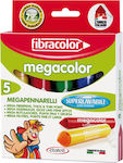 Fibracolor Megacolor Lavabili Markere de desen Groși Set 5 Culori 950SW05S