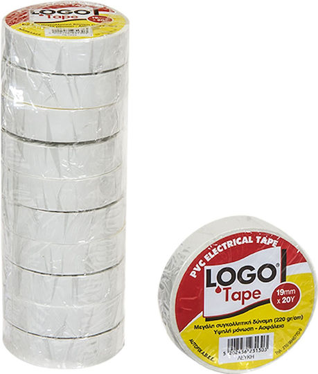 Logo Bandă de izolație 19mm x 18.3m PVC White Alb