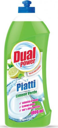 Dual Power Piatti Υγρό Πιάτων με Άρωμα Πράσινο Λεμόνι 1lt