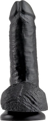 King Cock Ρεαλιστικό Dildo με Όρχεις και Βεντούζα Black 18cm