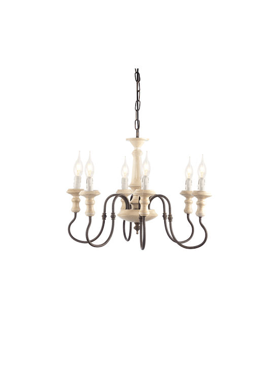 Aca Chandelier Candlestick 6xE14 White 60cm EG176P60R