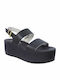 3086 Women's Leather Platform Shoes Black