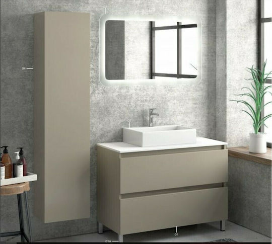 Karag Today 100 Πάγκος με Νιπτήρα Μελαμίνη Μ98.5xΒ45xΥ63cm Εκρού