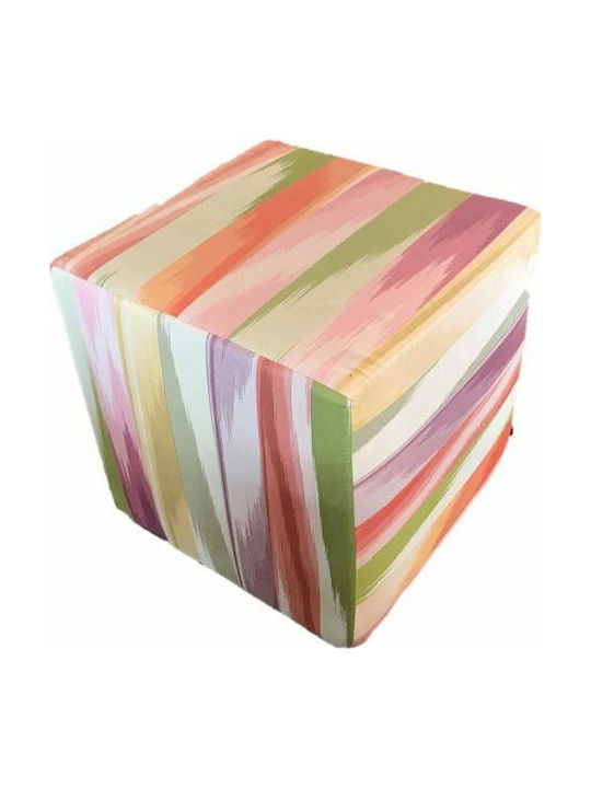 Stool For Living Room Upholstered with Fabric Jekings Multicolour 40x40x40cm