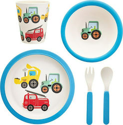 Sass & Belle Feeding Set Αυτοκίνητα made of Bamboo Multicolour 5pcs