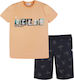 Nek Kids Wear Kids Set with Shorts Summer 2pcs Orange Σετ Βερούδα Με Μπλουζάκι 'Ocean'