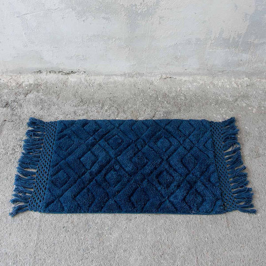 Nima Badematte Synthetisch,Polyester/Cotton/Leather Rechteckig Lucia 23705 Blue 70x110cm