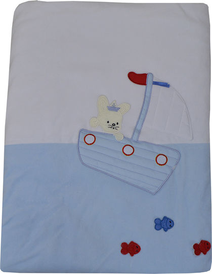 Bebe Stars Κουβέρτα Αγκαλιάς & Λίκνου Fisherman Βελουτέ Γαλάζια 90x110εκ.