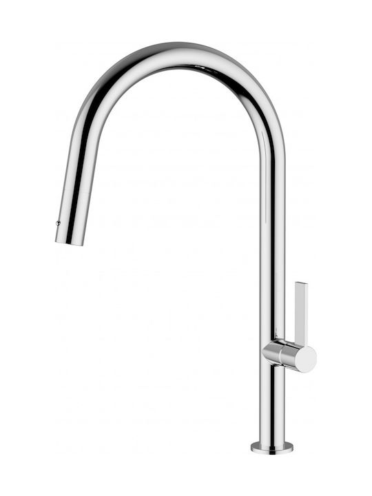 Ottone Meloda Kitchen Faucet Counter with Pull-Out Spray Chrome