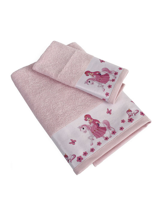 Dimcol Set of baby towels 2pcs Unicorn Princess 78 Pink Weight 380gr/m² 1216015809207826