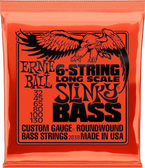 Ernie Ball Slinky Bass 6-String Set of Nickel Wound Bass Strings 32 - 130 Inches Long Scale