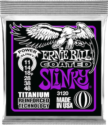 Ernie Ball Set of Titanium Strings for Electric Guitar Slinky Coated Titanium RPS Power 11 - 48"