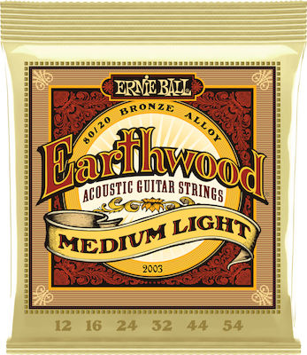 Ernie Ball Пълен комплект 80/20 Бронз Въжета за Акустична китара Earthwood 80/20 Bronze Средно светло 12-54