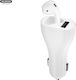 WK P13 Auto-Ladegerät 2.4A mit einem Anschluss: 1xUSB und Bluetooth-Kopfhörer Weiß Farbe
