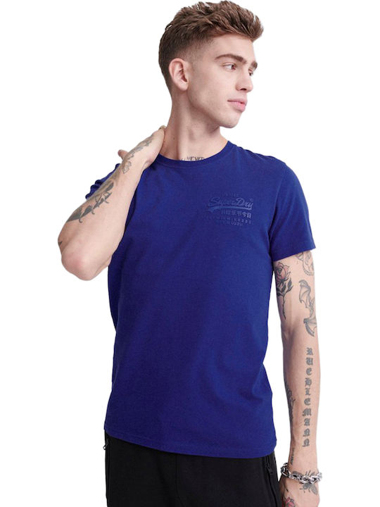 Superdry Vintage Premium Goods Tonal Injection Ανδρικό T-shirt Vivid Cobalt με Λογότυπο