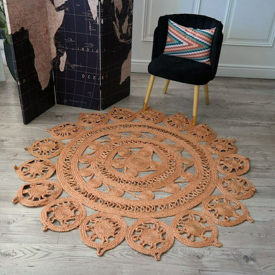 Klonaras Piemonte Handmade Rug Round Summer from Jute Rust