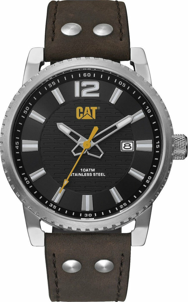 CAT Battery Watch with Leather Strap Brown NP.141.35.132 | Skroutz.cy