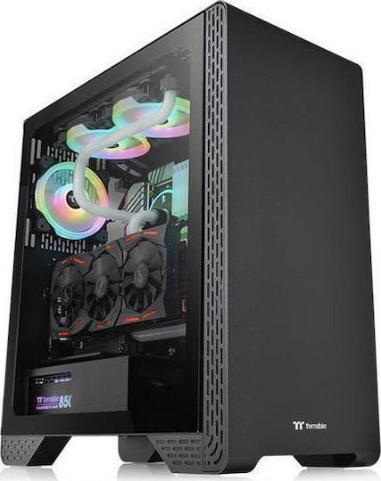 Thermaltake S300 Gaming Midi Tower Computer Case with Window Panel Black