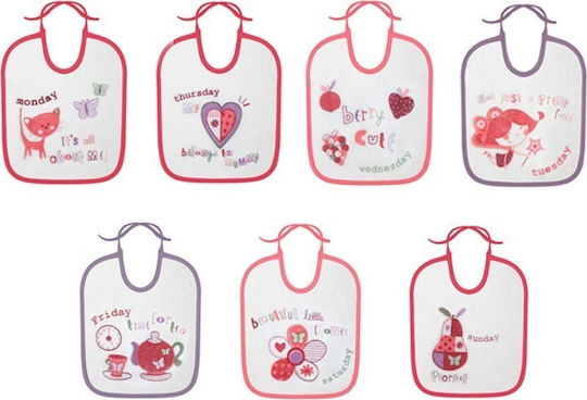 Lorelli 7 Days Σαλιάρα Υφασμάτινη με Κορδόνι Small With Ties Girl 7τμχ