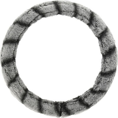 Compass Car Steering Wheel Cover Lemur with Diameter 37-39cm Γούνινο Synthetic Gray