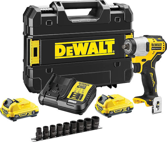 Dewalt Brushless Impact Wrench Battery 12V 2x2Ah with Socket 3/8"