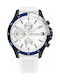 Tommy Hilfiger Bank Battery Chronograph Watch with Rubber Strap White