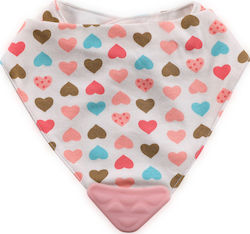 Lorelli Μπαντάνα Υφασμάτινη με Αυτοκόλλητο Pink Hearts με Μασητικό