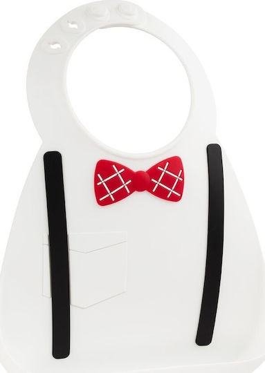 Make my Day Scholar Waterproof Bib Silicone with Button & Pocket White for 6 m+