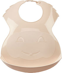 Thermobaby Wasserdichtes Baby Lätzchen aus Kunststoff mit Verschlussart mit Taste und Tasche Beige