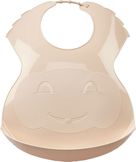 Thermobaby Αδιάβροχη Σαλιάρα Πλαστική με Κουμπί & Τσέπη Μπεζ