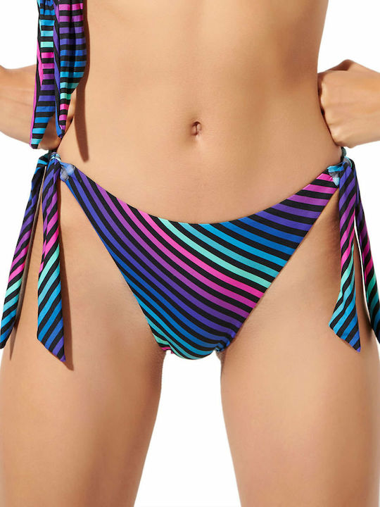 Blu4u Bikini Slip mit Schnürchen Gestreift